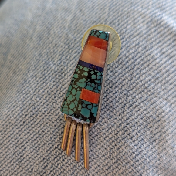 Vintage Native American Multistone Dangle Earrings - Picture 7 of 8